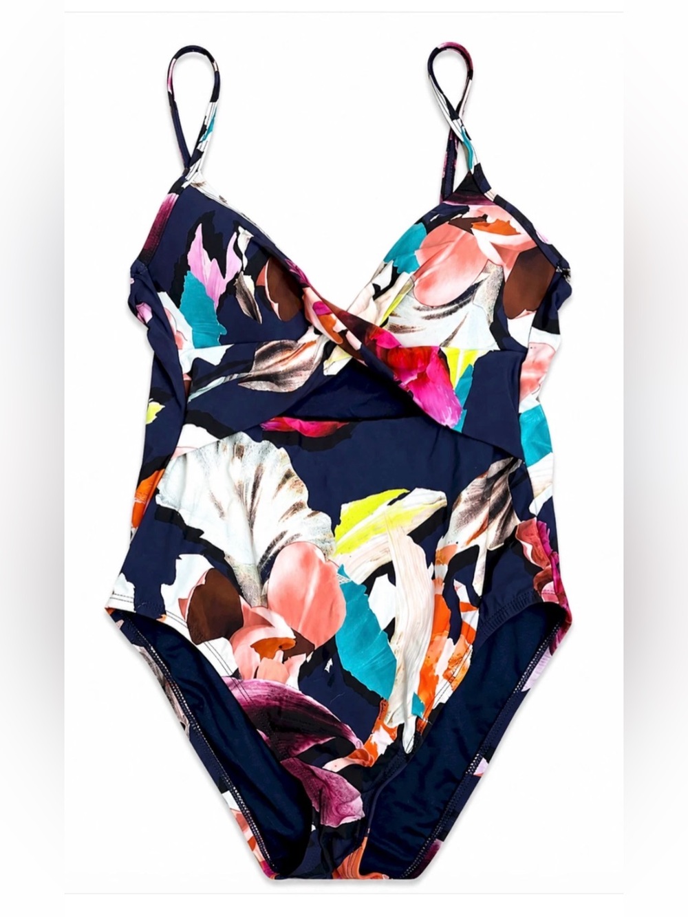 NEW KENNETH COLE NEW YORK DARK ROMANCE TWIST KEYHOLE ONE PIECE SWIMSUIT SZ M